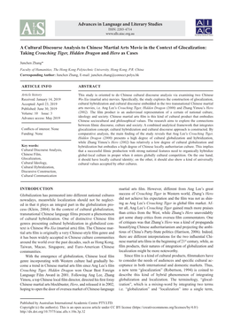 A Cultural Discourse Analysis to Chinese Martial Arts Movie in the Context of Glocalization: Taking Crouching Tiger, Hidden Dragon and Hero As Cases