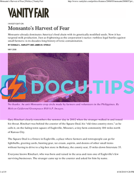 Monsantos Harvest of Fear