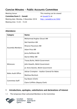 Concise Minutes - Public Accounts Committee