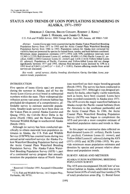 STATUS and TRENDS of LOON POPULATIONS SUMMERING in ALASKA, 1971-1993L