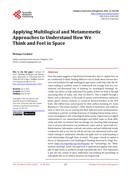 Applying Multilogical and Metamemetic Approaches to Understand How We Think and Feel in Space