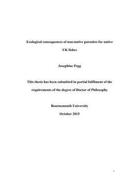 Ecological Consequences of Non-Native Parasites for Native UK Fishes