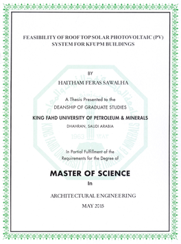 Feasibilityofrooftopsolar Photovoltaic (Pv) System for Kfupm Buildings