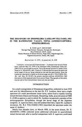 (Anisozygoptera: Epiophlebiidae) Consignment of Himalayan Dragonflies, a Single Specimen of a Male Penultimate Instar Larva, Ra