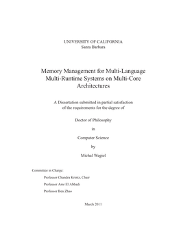 Memory Management for Multi-Language Multi-Runtime Systems on Multi-Core Architectures