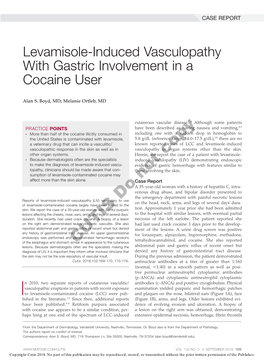 Levamisole-Induced Vasculopathy with Gastric Involvement in a Cocaine User