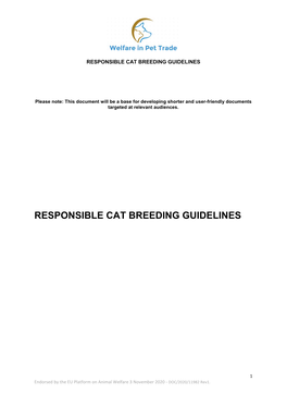 Responsible Cat Breeding Guidelines