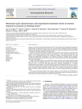 Menstrual Cycle Characteristics and Reproductive Hormone Levels in Women Exposed to Atrazine in Drinking Water$