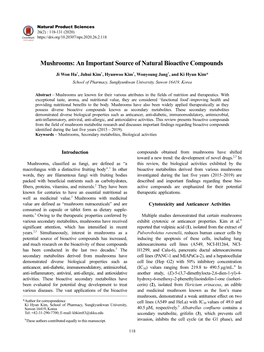 Mushrooms: an Important Source of Natural Bioactive Compounds