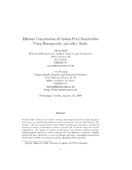 E Cient Computation of Option Price Sensitivities Using Homogeneity