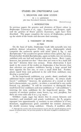 And the Genetics of Flower Pattern (Lawrence, 1958) Have Been Described