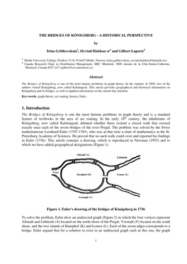 The Bridges of Königsberg - a Historical Perspective