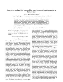 Machine Consciousness by Using Cognitive Frameworks