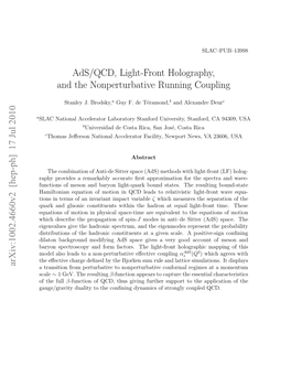 Hep-Ph] 17 Jul 2010 a Transition from Perturbative to Nonperturbative Conformal Regimes at a Momentum Scale ∼ 1 Gev