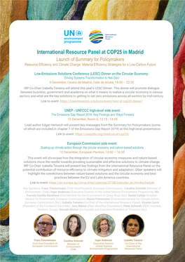 International Resource Panel at COP25 in Madrid