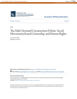 The Male Neonatal Circumcision Debate: Social Movements,Sexual Ci