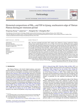 Elemental Compositions of PM2.5 and TSP in Lijiang, Southeastern Edge of Tibetan Plateau During Pre-Monsoon Period