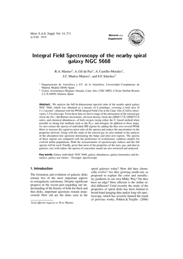 Integral Field Spectroscopy of the Nearby Spiral Galaxy NGC 5668