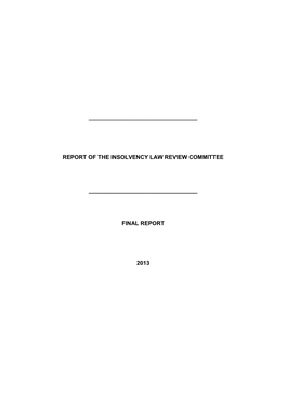 Report of the Insolvency Law Review Committee