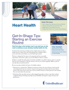 Heart Health • Interval Training: Mix It up and Save Time • DASH Diet to Lower Blood Pressure • 6 Major Risk Factors for Coronary Artery Disease
