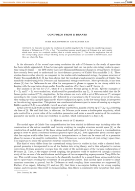 CONIFOLDS from D-BRANES in the Aftermath of the Second Superstring