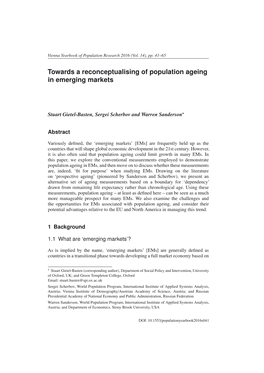 Towards a Reconceptualising of Population Ageing in Emerging Markets