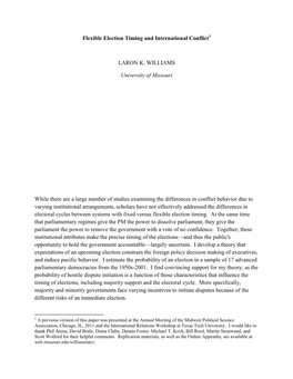 Flexible Election Timing and International Conflict LARON K