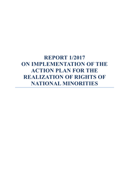 Report 1/2017 on Implementation of the Action Plan for the Realization of Rights of National Minorities