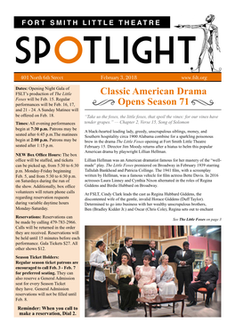 Classic American Drama Opens Season 71