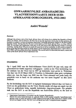 AFRIKAANSE OORLOGSKEPE, 1922-2002 Andre