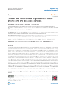 Current and Future Trends in Periodontal Tissue Engineering and Bone Regeneration