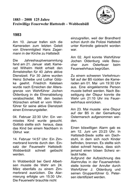 1883 – 2008 125 Jahre Freiwillige Feuerwehr Hattstedt – Wobbenbüll 1983