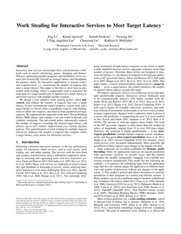 Work Stealing for Interactive Services to Meet Target Latency ∗