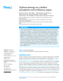 Typhoon Damage on a Shallow Mesophotic Reef in Okinawa, Japan