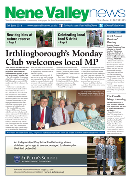 Irthlingborough's Monday Club Welcomes Local MP