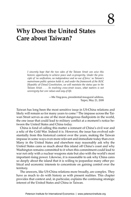 Ch 8 Why Does the United Statescare About Taiwan?