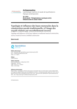 Typologie Et Influence Des Bases Monoxyles Dans La Construction