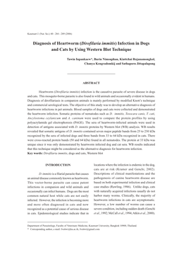 Diagnosis of Heartworm (Dirofilaria Immitis) Infection in Dogs and Cats by Using Western Blot Technique