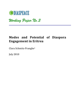Modes and Potential of Diaspora Engagement in Eritrea