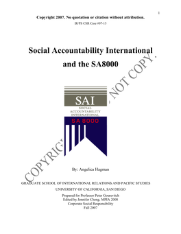 Social Accountability International and the SA8000