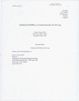 Stabilized NADH As a Countermeasure for Jet Lag