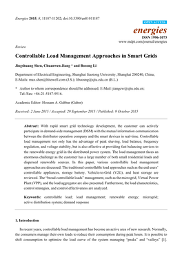 Controllable Load Management Approaches in Smart Grids