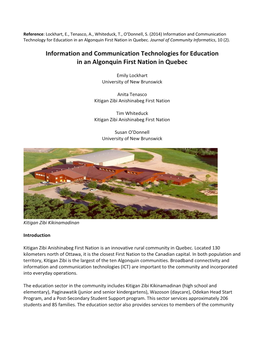Information and Communication Technologies for Education in an Algonquin First Nation in Quebec
