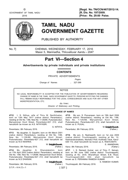 Tamil Nadu Government Gazette