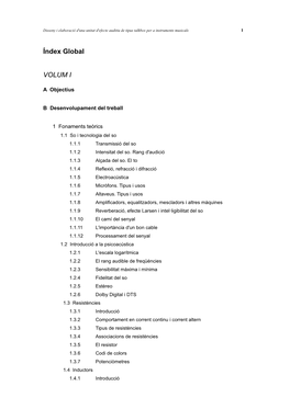 Índex Global VOLUM I