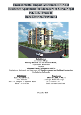 Environmental Impact Assessment (EIA) of Residence Apartment for Managers of Surya Nepal Pvt. Ltd. (Phase II) Bara District, Province 2