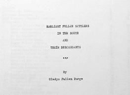 Earliest Pullen Settlers in the South and Their Descendants