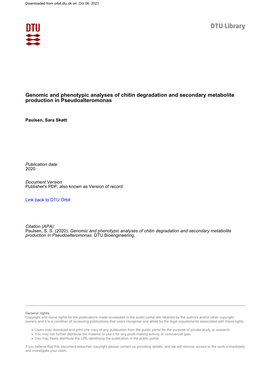 Genomic and Phenotypic Analyses of Chitin Degradation and Secondary Metabolite Production in Pseudoalteromonas