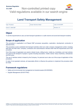 Land Transport Safety Management