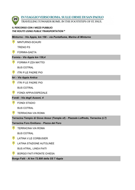 Il Percorso Con I Mezzi Pubblici the Route Using Public Transportation *